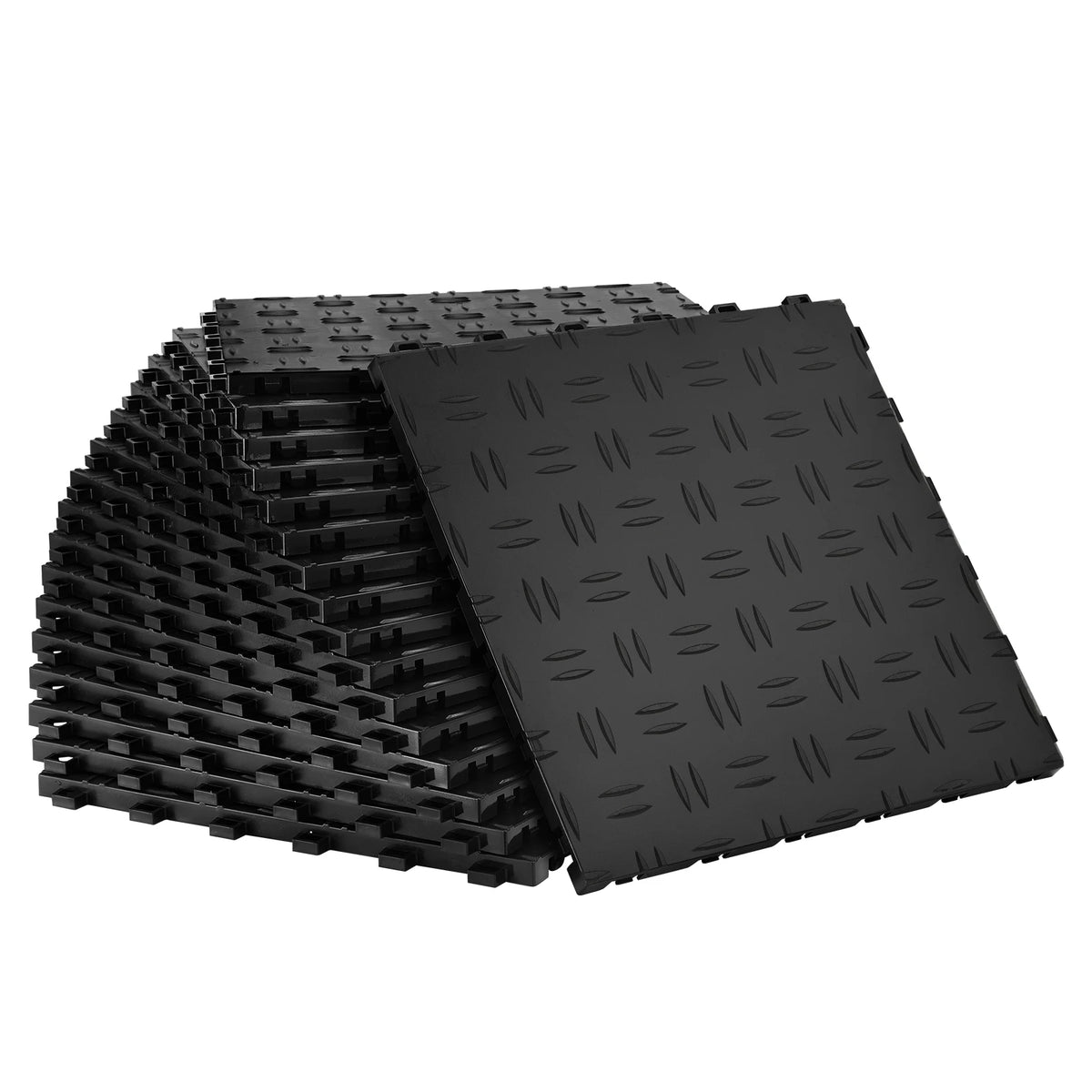 SucceBuy Garage Tiles Interlocking 12in 25/50Pcs Garage Floor Covering Tiles Non-Slip Double-Sided Texture for Garages Repair