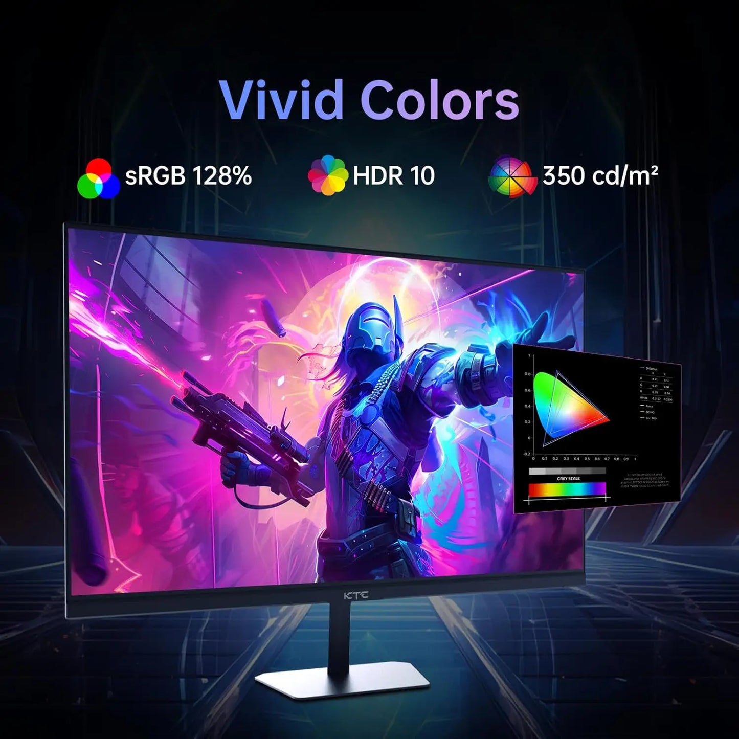 24.5" 180Hz Gaming Monitor, Fast IPS 1080P 1ms, 128% sRGB HDR10, FreeSync, HDMI x2/DP, VESA, Tilt Adjustable