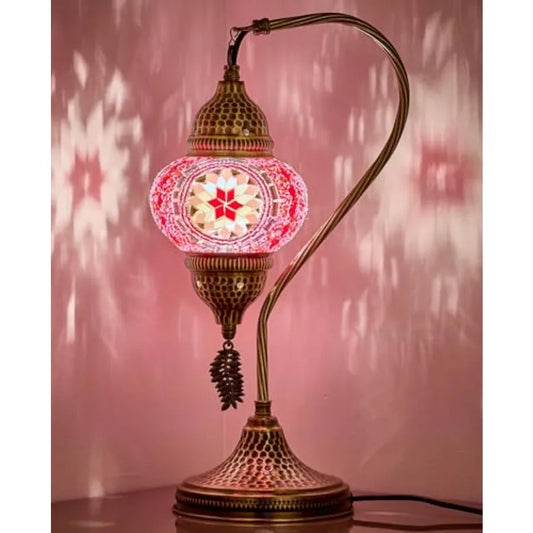 Turkish Moroccan Table Lamp, Swan Neck Tiffany Style Mosaic Glass Table Desk Bedside Lamp for Bedroom, Living Room Handcrafted