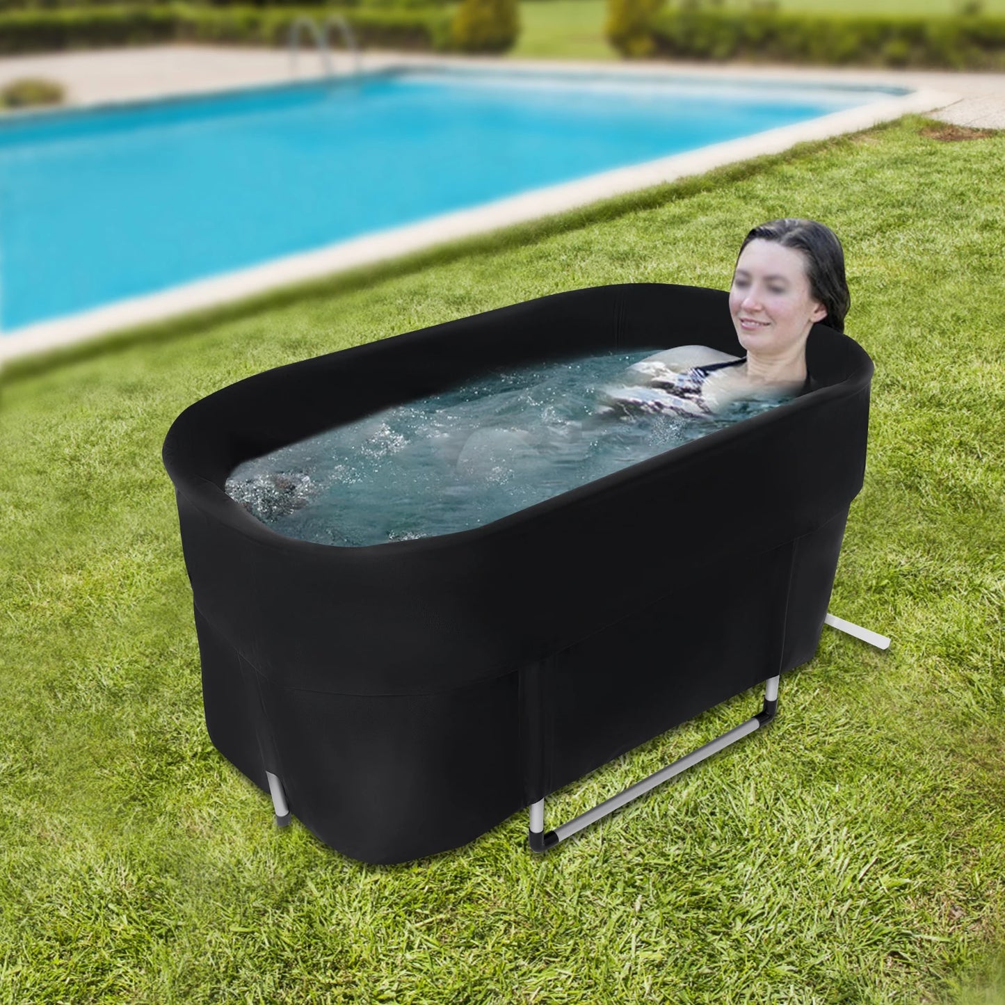 6-layer Insulation Portable Bathtub, 45.3*22.4*21.7in Foldable Bath With Storage Bag, Outdoor Indoor Cold&Hot Bidet For Homes, RVs, Travel, Camping