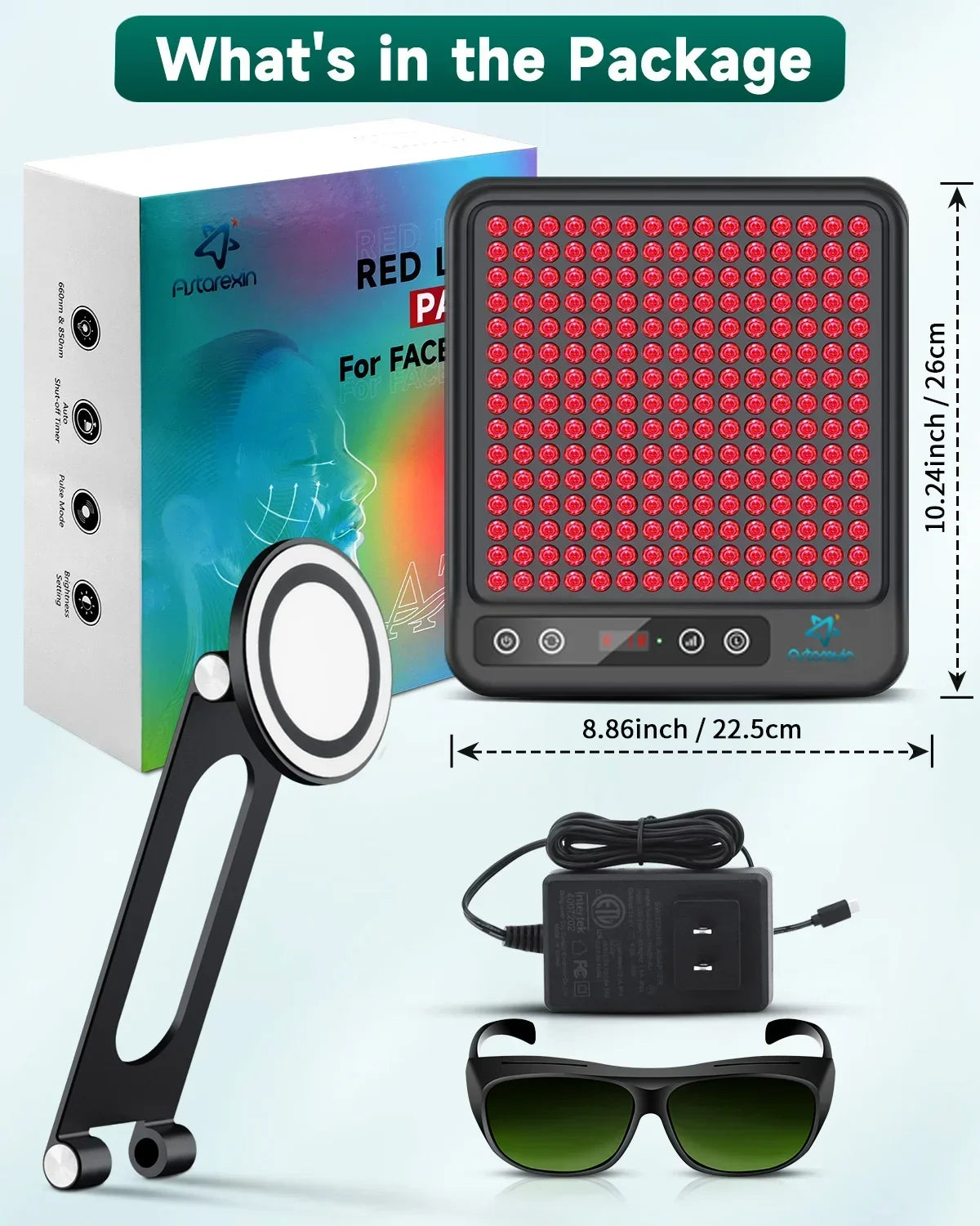 Astarexin Red Light Therapy Panel Device LED Facial Anti-inflammatory Skin Care Light 660nm850nm Lamp for Anti-Aging Pain Relief