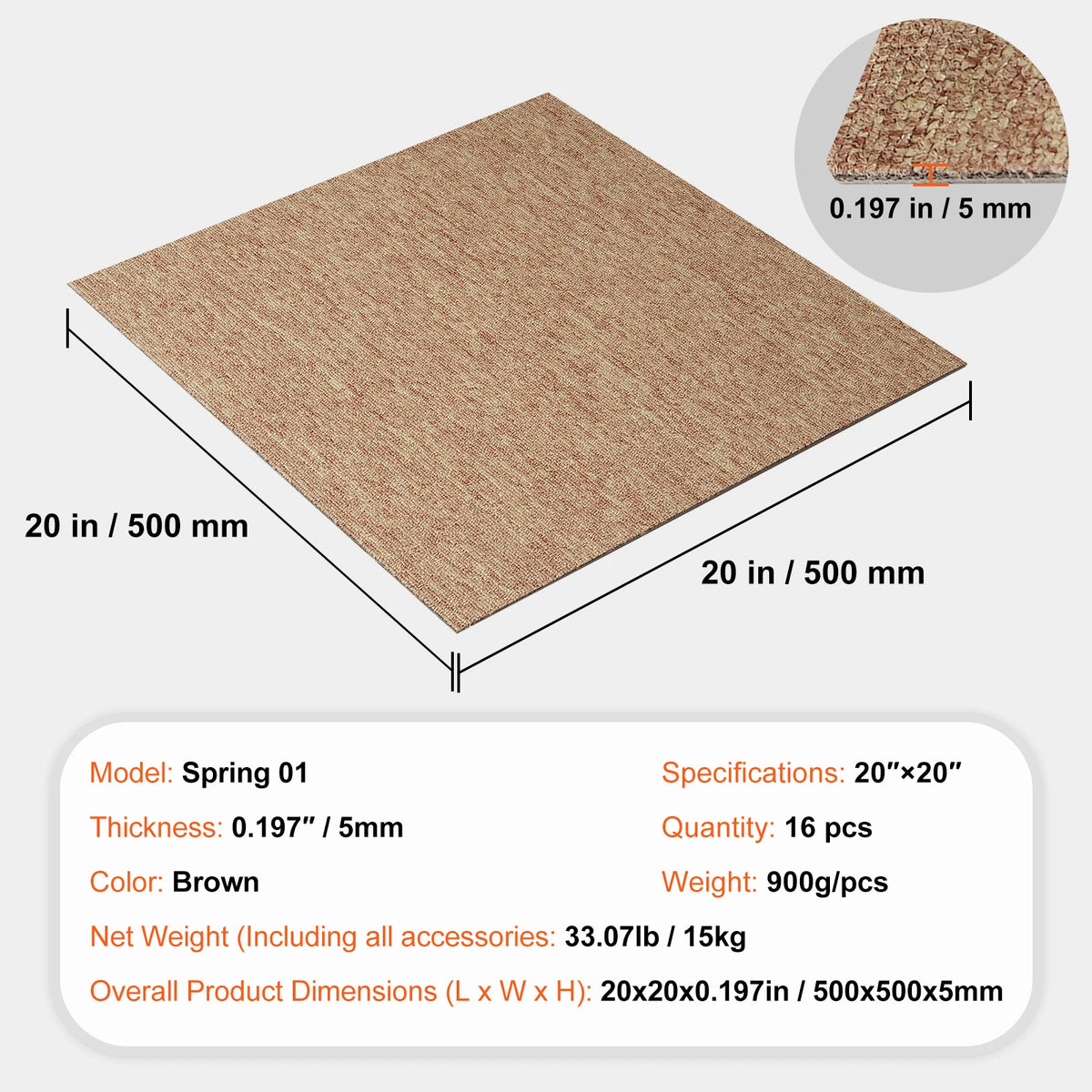 SucceBuy Carpet Tiles Reusable 24"x 24"Carpet Squares With Padding Attached Soft Padded Carpet Tiles Easy Install DIY for Bedroo