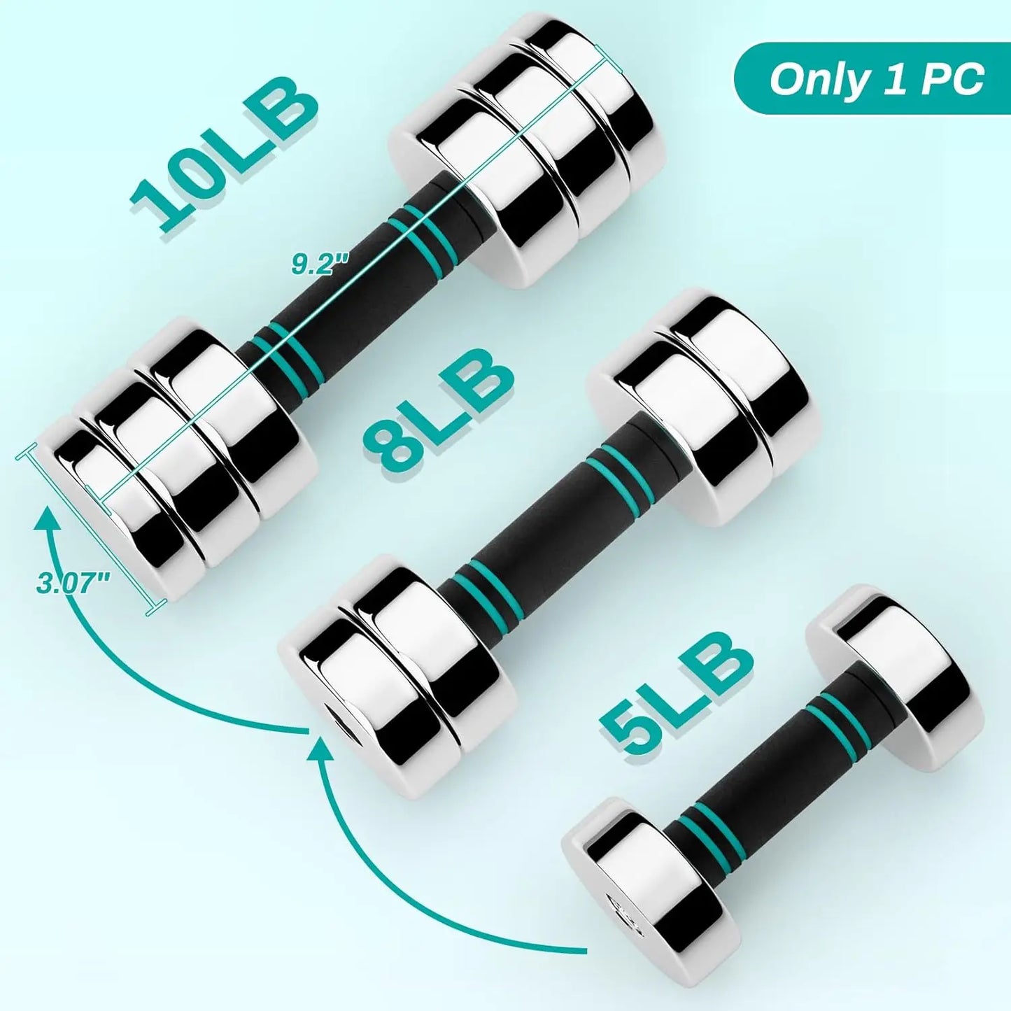 Adjustable Steel Dumbbell 5/10/15lb, Non-Slip Foam Handle for Home Gym Office Exercise