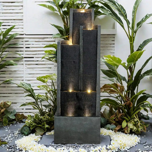 5-Tiers Indoor/Outdoor Garden Water ountain - 50.7inches ern loor-Standing Cascading Water eature - Suitable or Deck, Patio, Por