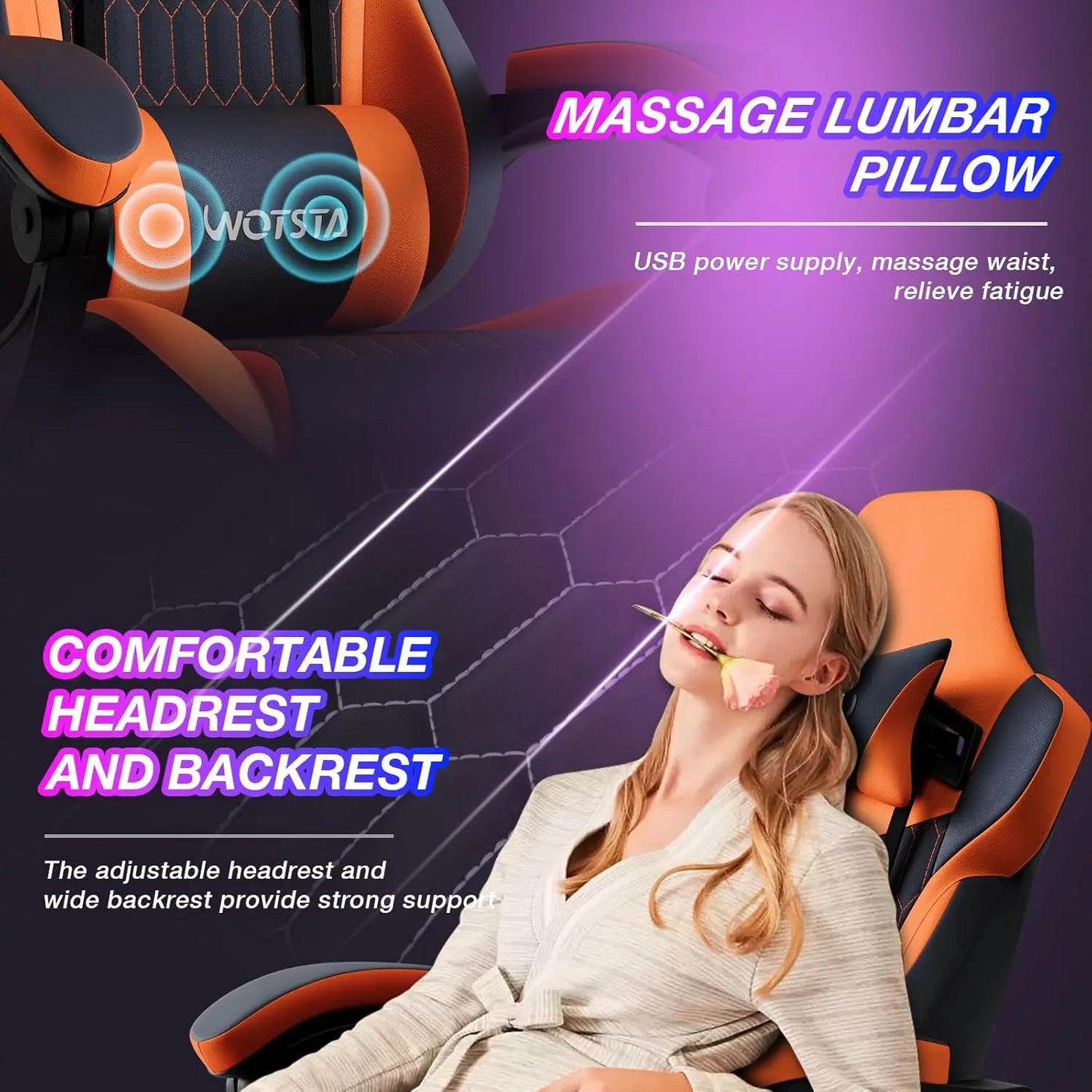 Gaming Chair with Footrest, High Back Gaming Chairs PVC Leather Ergonomic Gamer Chair with Adjustable Headrest, Customized