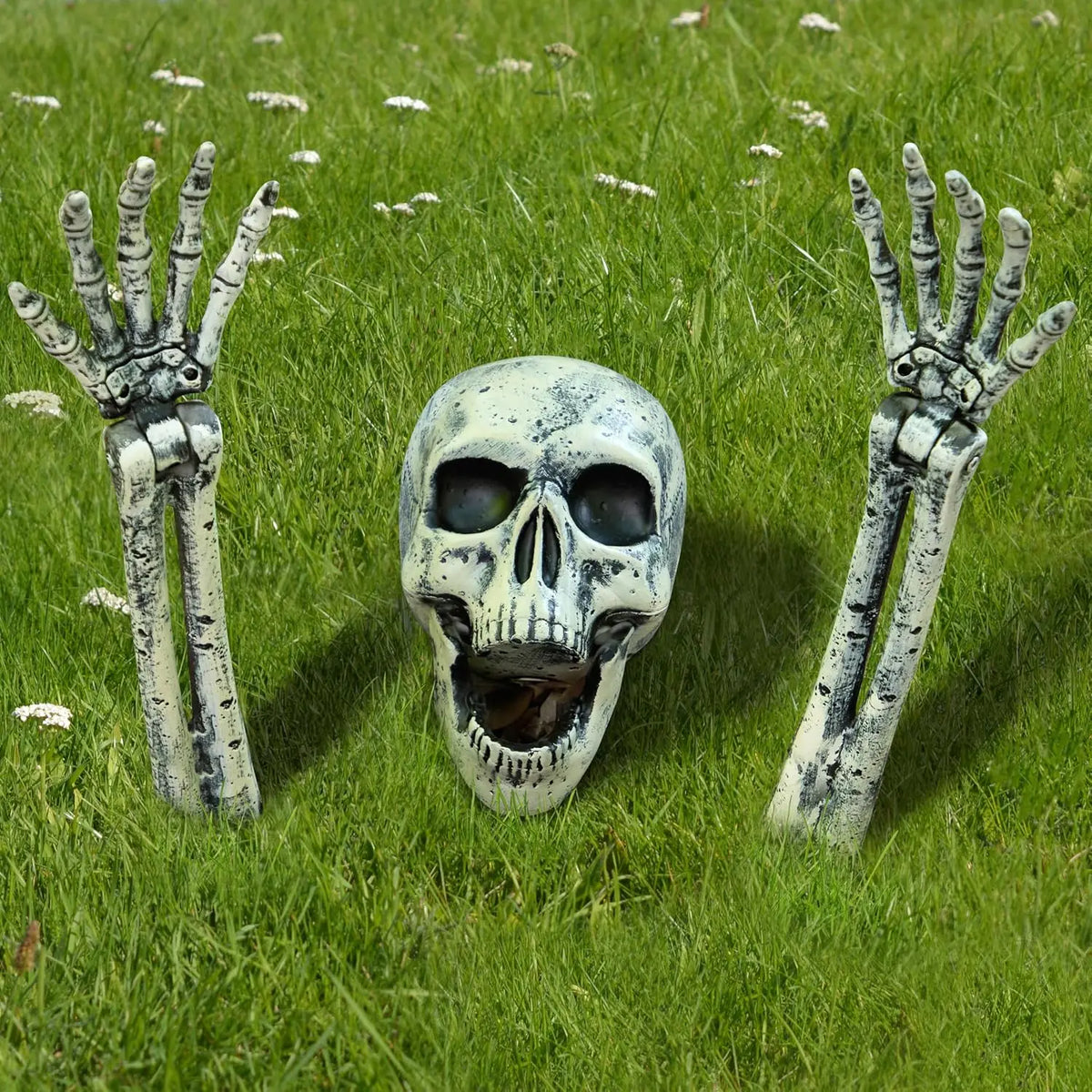 3 Pcs Skeleton Halloween Decorations Outdoor Realistic Looking Skeleton Yard Stakes, Groundbreaker Skull Decor for Graveyard Yard Lawn Garden Party Supplies