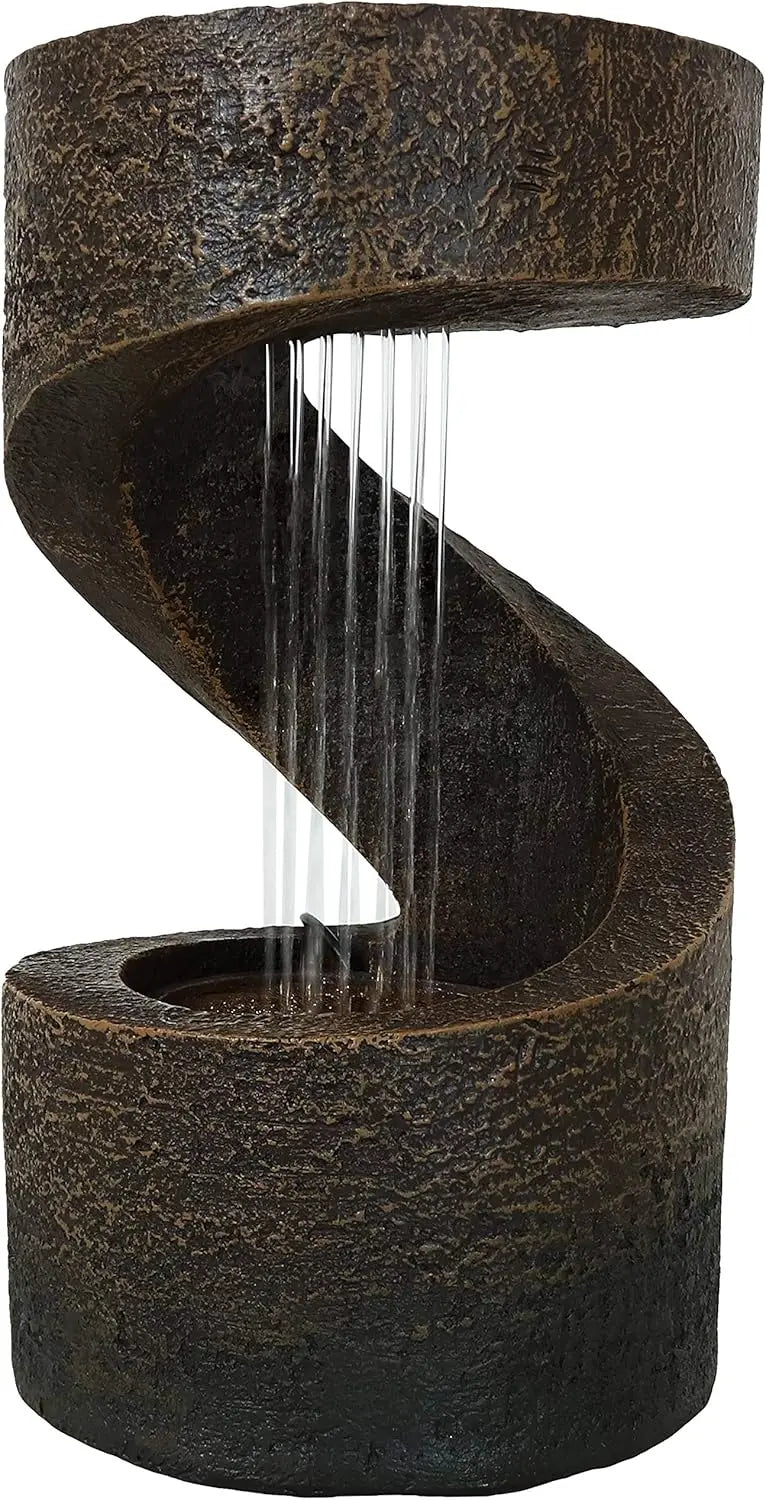 14 Inch Indoor Desktop Water Fountain with LED Lights - Relaxing Spiral Design for Office, Bedroom, Living Room