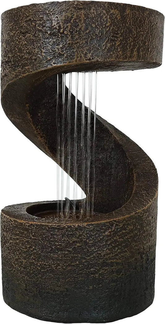 14 Inch Indoor Desktop Water Fountain with LED Lights - Relaxing Spiral Design for Office, Bedroom, Living Room