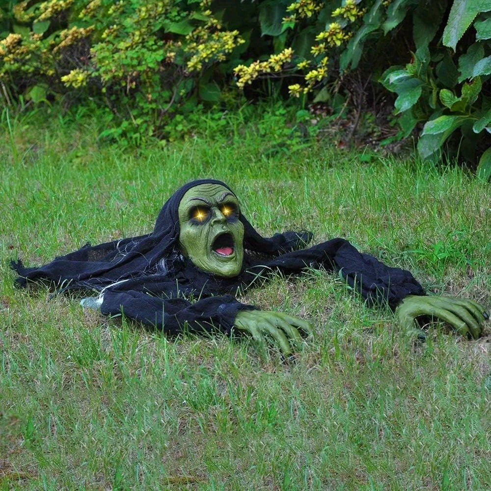 Halloween Decoration Outdoor Zombie Groundbreaker Halloween Outside Zombie Decor with Sound and Flashing Eyes, Scary Groundbreaker for Yard Lawn Graveyard Decorations