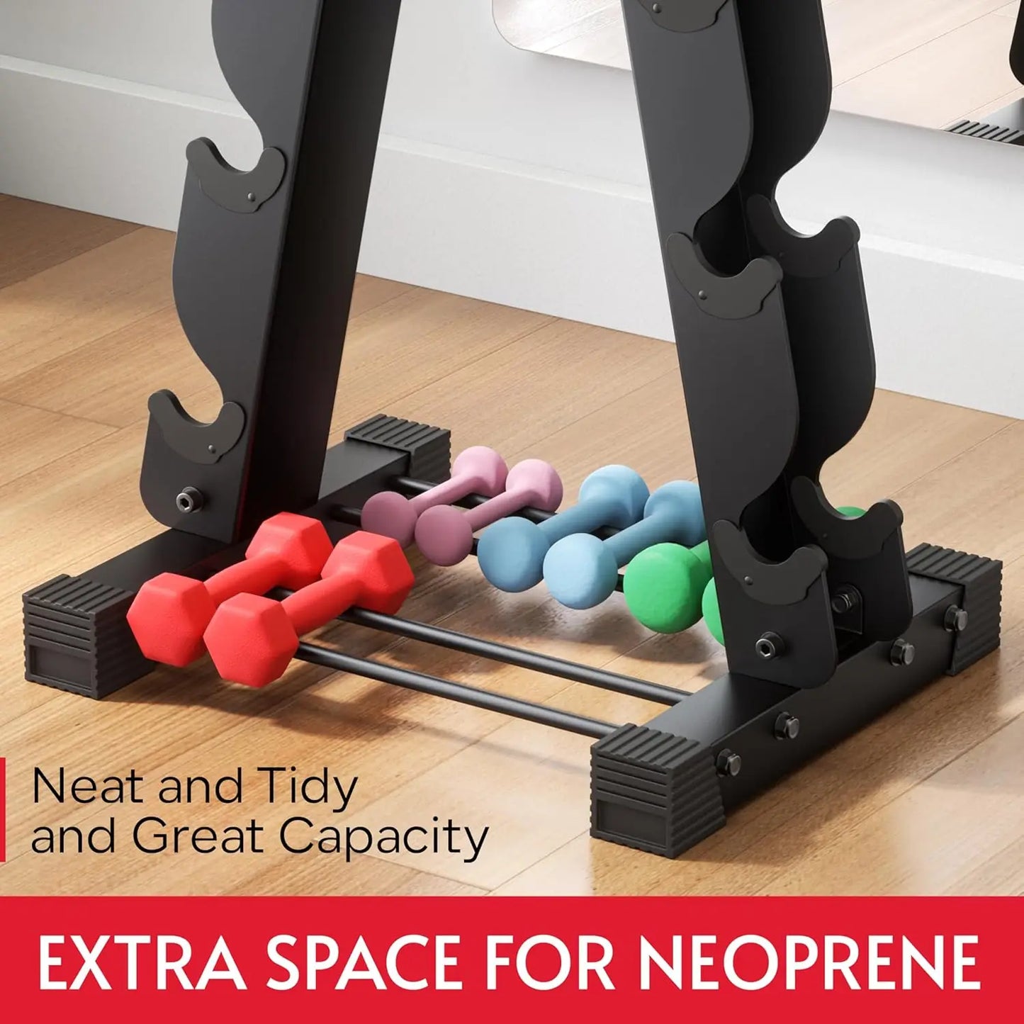 6-Tier Dumbbell Rack Stand for Home Gym, Space-Saving Storage with Neoprene Set Holder, Ergonomic Design