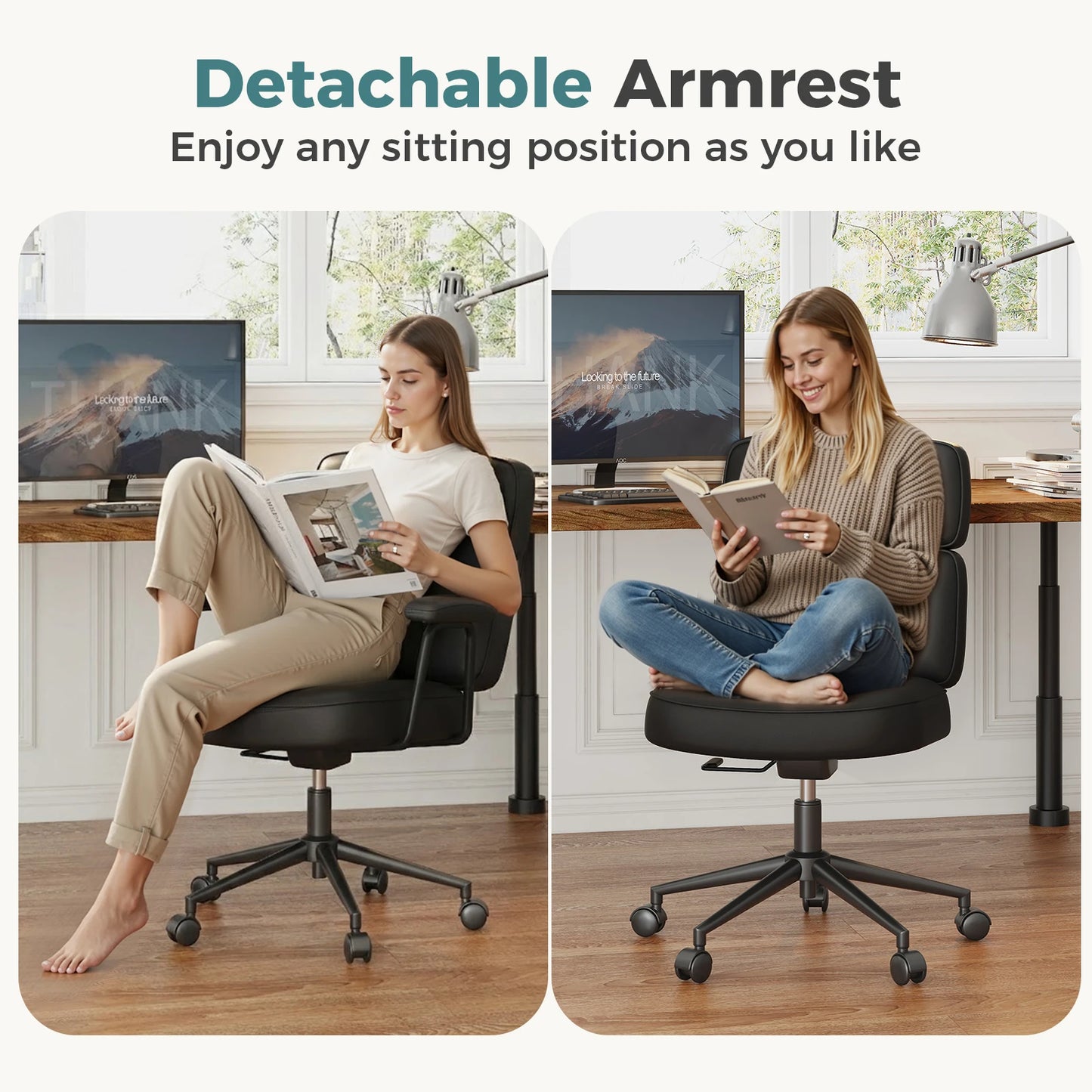 MCQ Ergonomic Home Office Chair Gaming Computer Chair with Lumbar Support Adjustable Height Rolling Swivel Armrests Chair