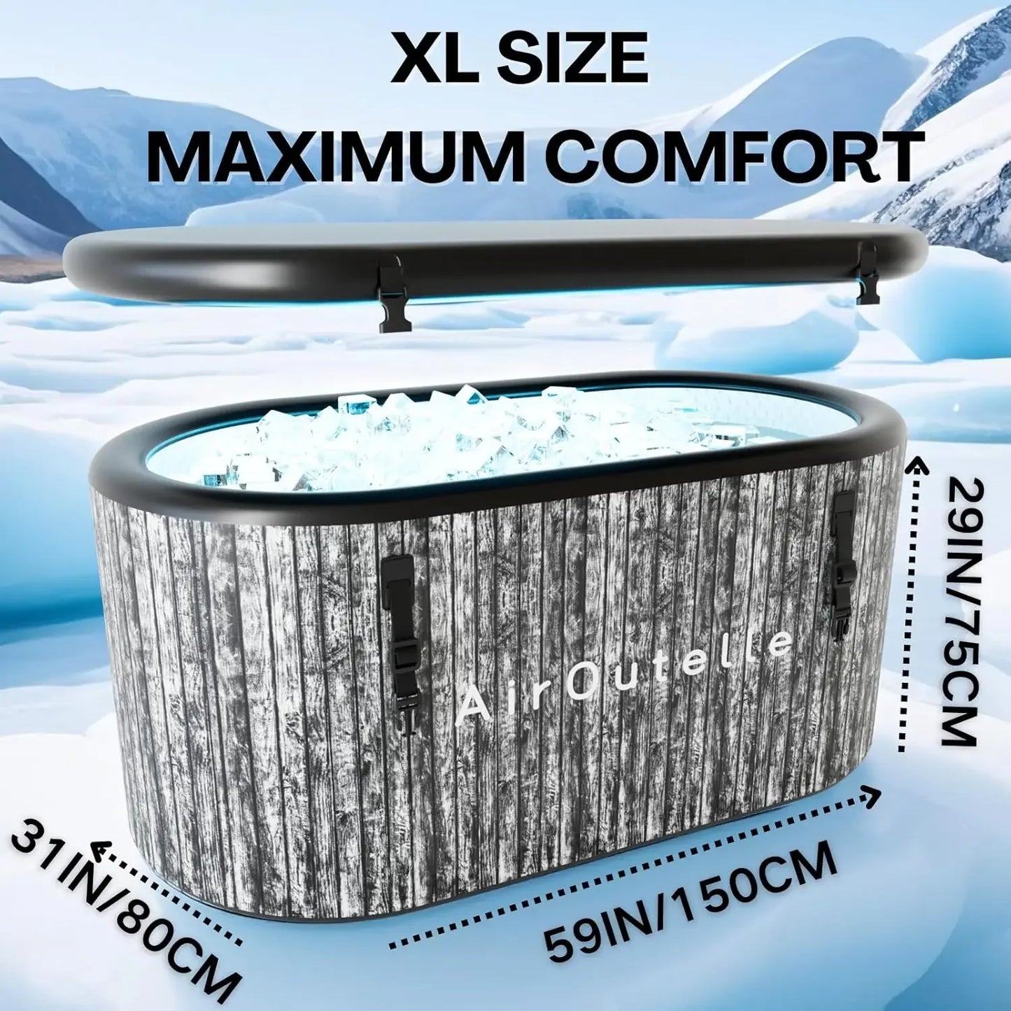 Large Inflatable Cold Plunge Tub 216 Gallon Portable Durable Ice Tub For Recovery Gym Training Water Chiller Compatible