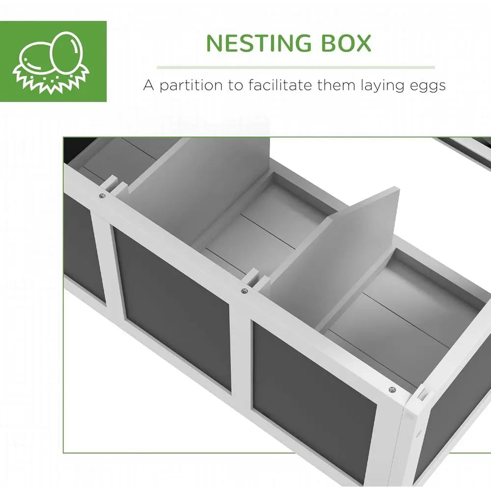 Gray Outdoor Chicken Coop with Nesting Box, Tray, and Windows for 6 Chickens or Rabbit Hutch