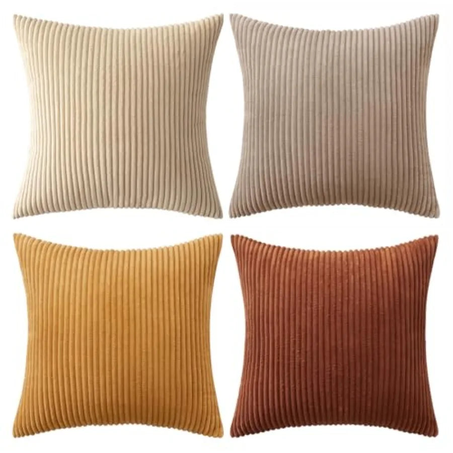 Boho Farmhouse Throw Pillow Covers 18x18 Inch Set of 4 Mordern Nordic Cushion Covers Soft Corduroy Spring Home Decor for Couch