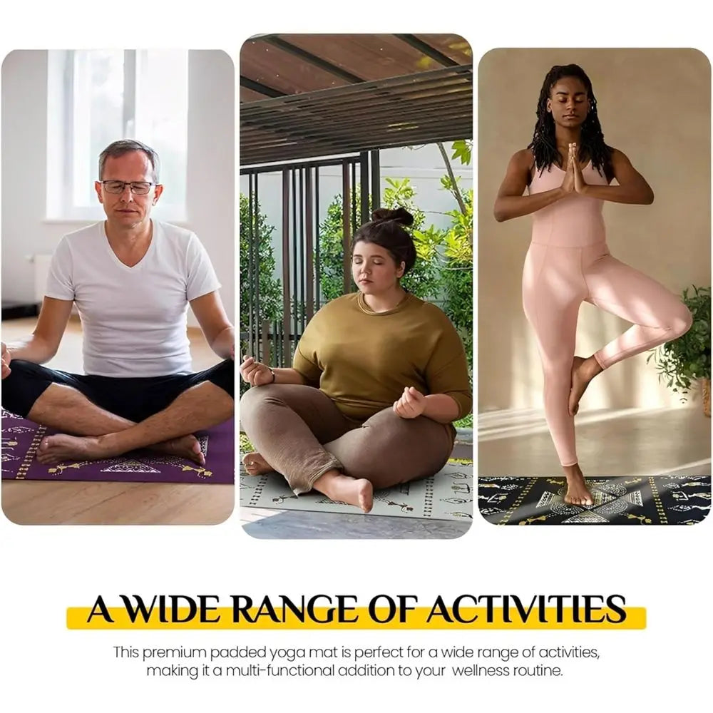 Wide Polyurethane Yoga Mat - 27 x 73 Meditation and Exercise Mat with Premium Non-Slip Surface