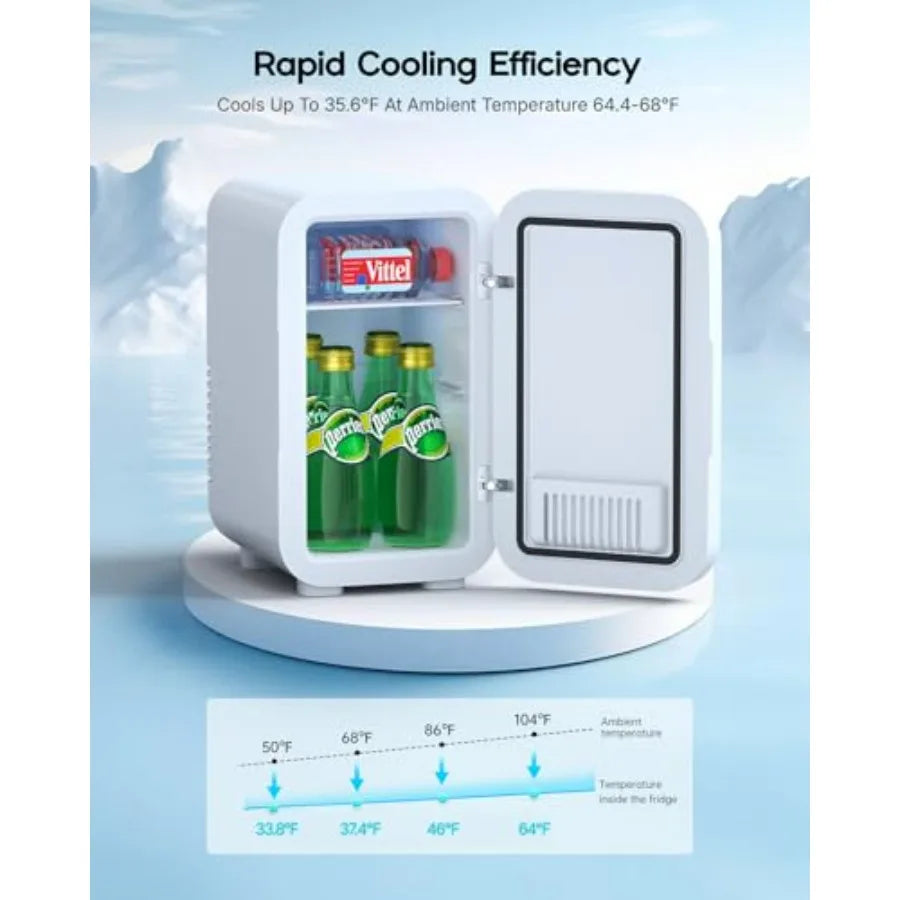 Mini Fridge 6 Liter 8 Can Portable Thermoelectric Cooler Warmer for Bedroom Car Office Dorm White 110V AC DC