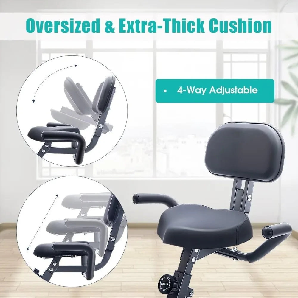 Merax Exercise Bike,Workout Bikes for Home,Folding Stationary Bikes for Home with 16-Level Magnetic Resistance