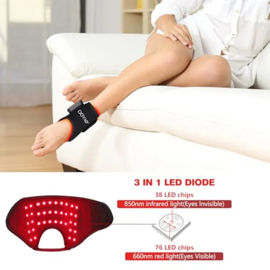 4000mAh Cordless Red Light Therapy for Ankle, Portable Infrared Light Therapy for Wrists Light with 660nm and 850nm NIR Light,