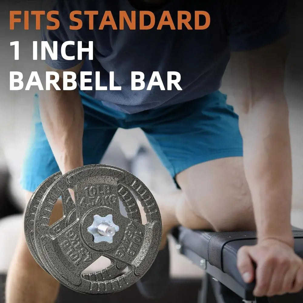 1-Inch Cast Iron Weight Plates for Strength Training and Weightlifting, 35LB, 70LB, 120LB