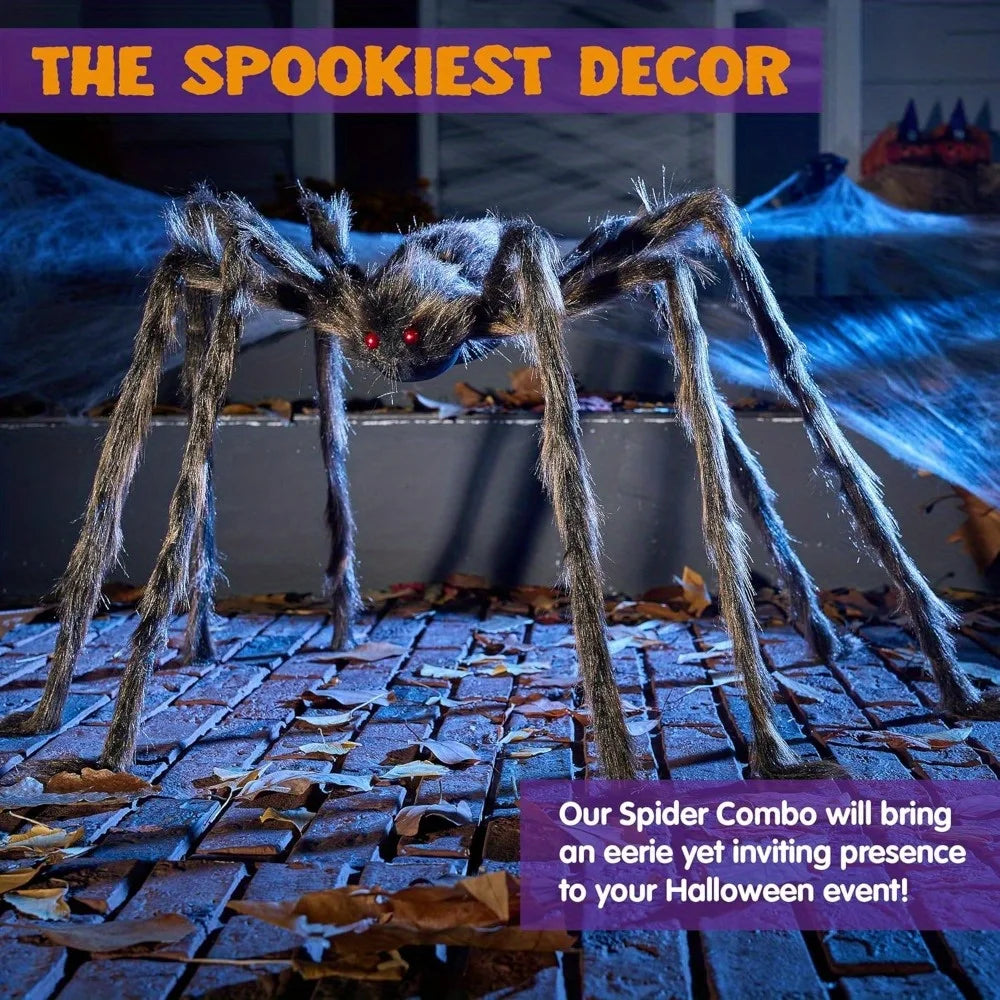 Large Giant Spider Halloween Outdoor Decorations Scary Large Spider Props for Yard Lawn Halloween Outside Decor and Indoor Party Decor, Brown (Standing Height Is 15 Inches)