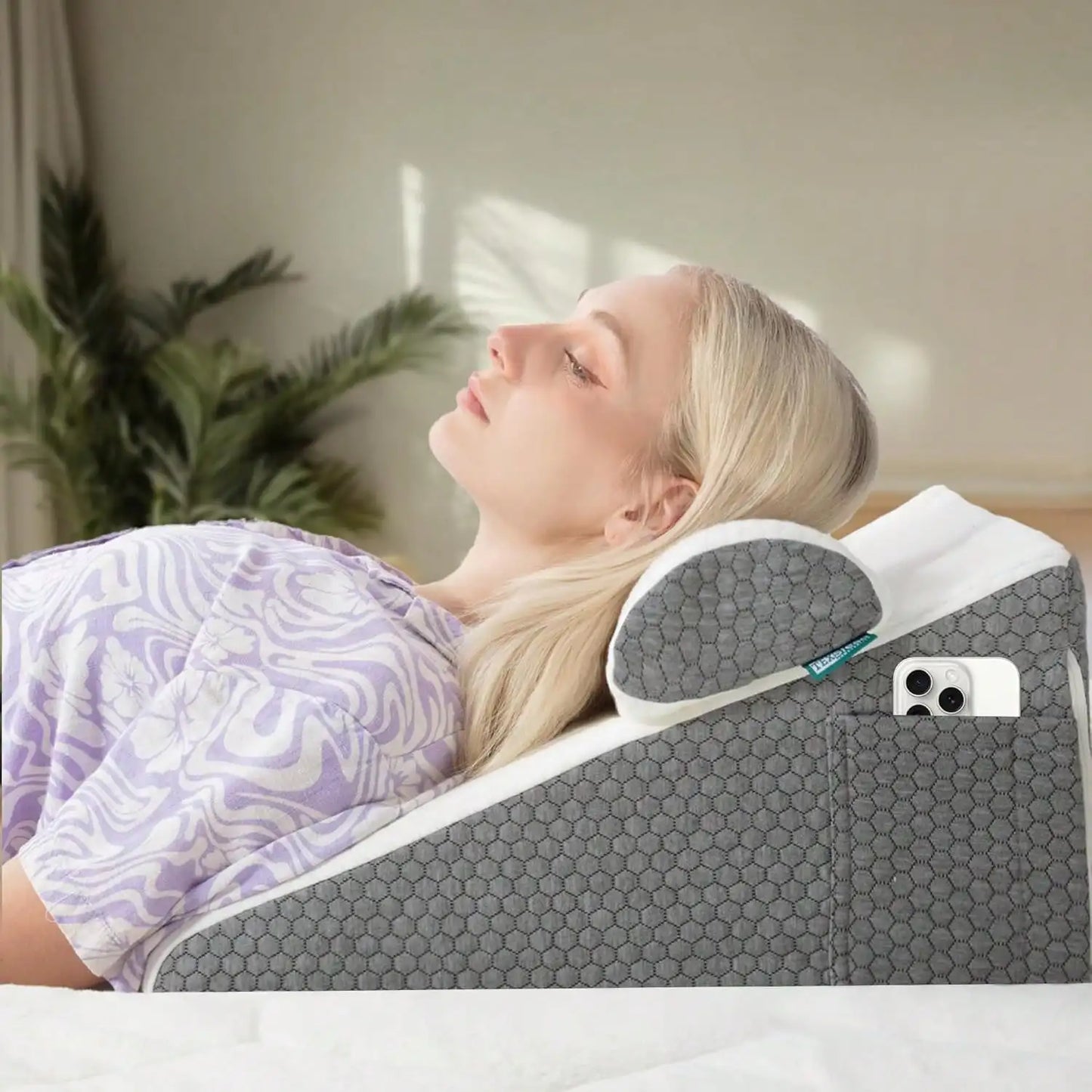TAIMASI Wedge Pillow With Extra Bolster, Bed Wedge Pillow For Sleep Apnea, Acid Reflux Relief, Back Pain, After Surgery, 30 Degr