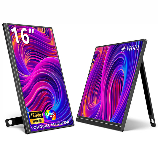 16“ VEOUT portable monitor 1920*1200P IPS,USB-C/HDMI,FreeSync 0.3" Ultra-Slim,Kickstand,4 Colors-Ideal for Gaming,Travel&Office