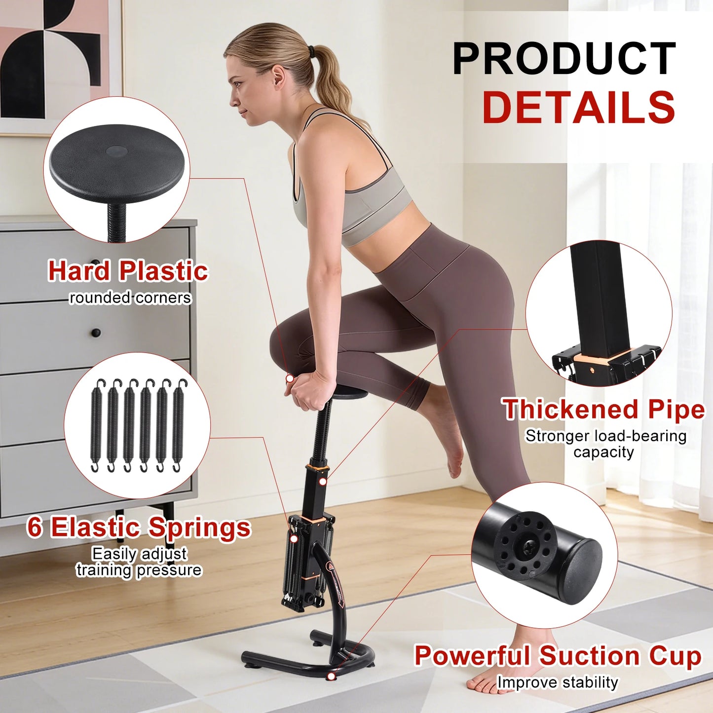 Height Adjustable Assisted Squat Machine,Resistance Glute Trainer – Foldable Leg & Core Strengthener for Home Gym, Supports