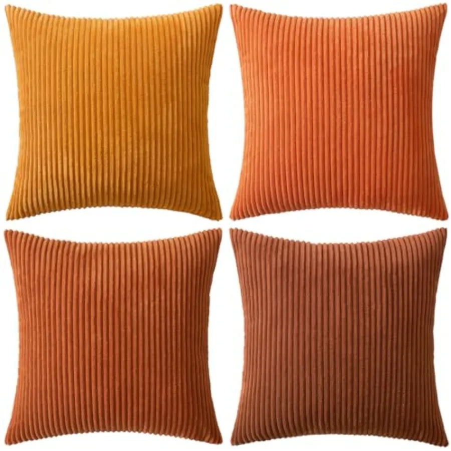 Boho Farmhouse Throw Pillow Covers 18x18 Inch Set of 4 Mordern Nordic Cushion Covers Soft Corduroy Spring Home Decor for Couch