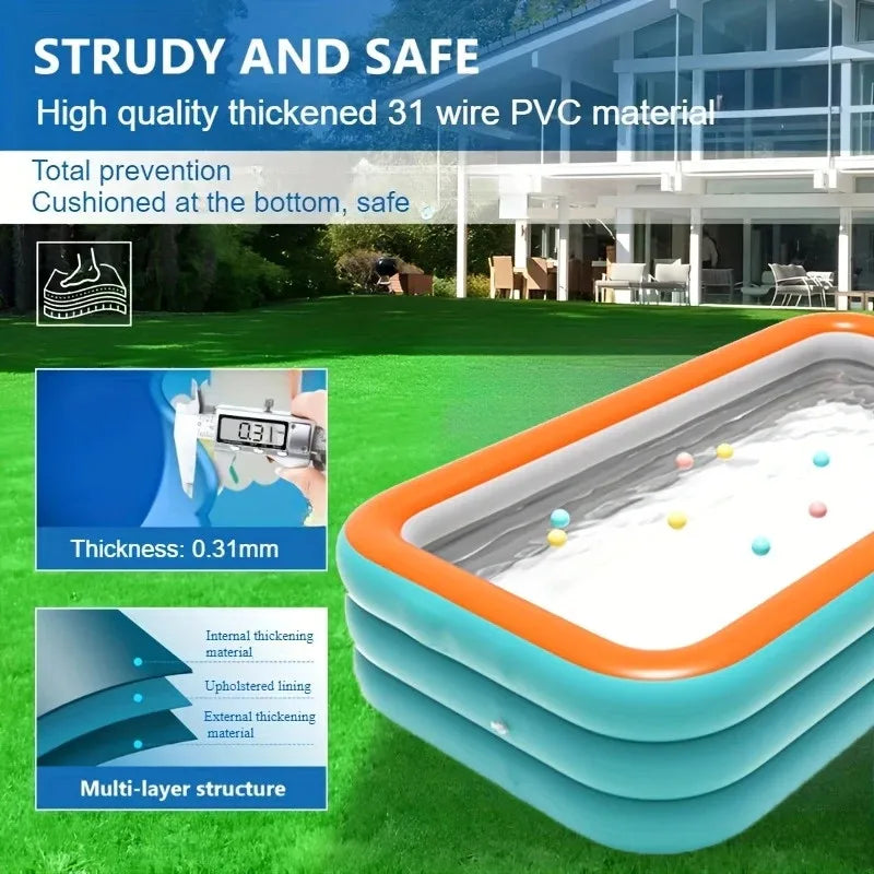 Outdoor Hot Tubs 102 by 63 by 22 Extra Large Family Inflatable Swimming Pool Above Ground for Backyard