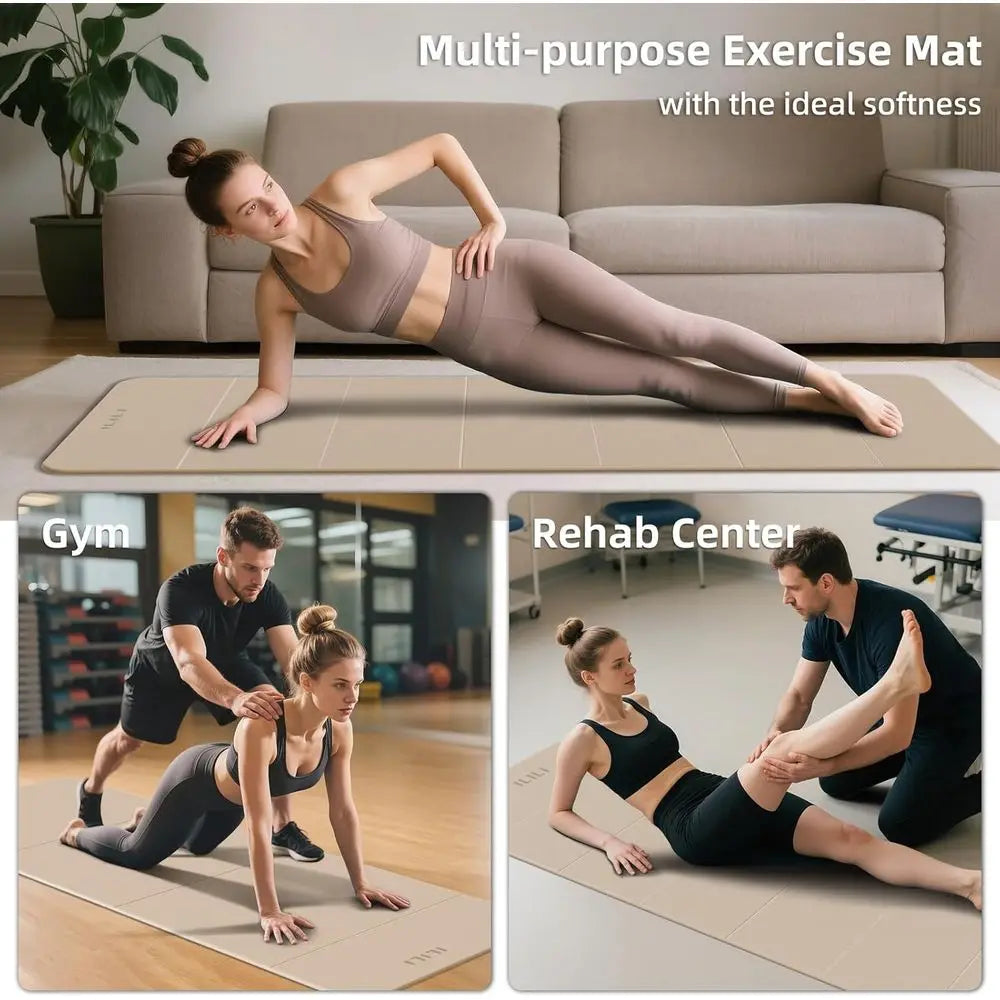Thick 10mm TPE Yoga Mat, 75 Long x 26 Wide, Soft & Comfortable, 0.4 Folding, Portable for Fitness & Outdoor Use