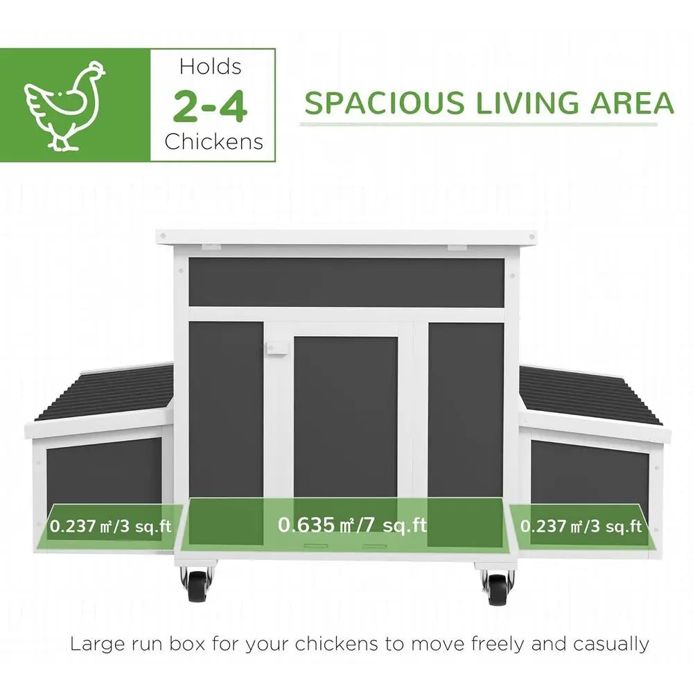Gray Outdoor Chicken Coop with Nesting Box, Tray, and Windows for 6 Chickens or Rabbit Hutch
