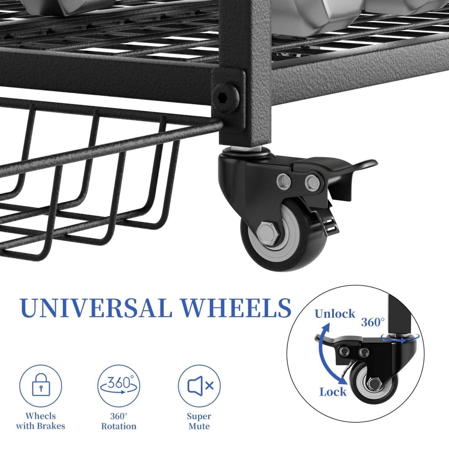 Movable Workout Storage Racks Yoga Mat Storage Stand with Wheels for Dumbbells, Kettlebells Storage Rack