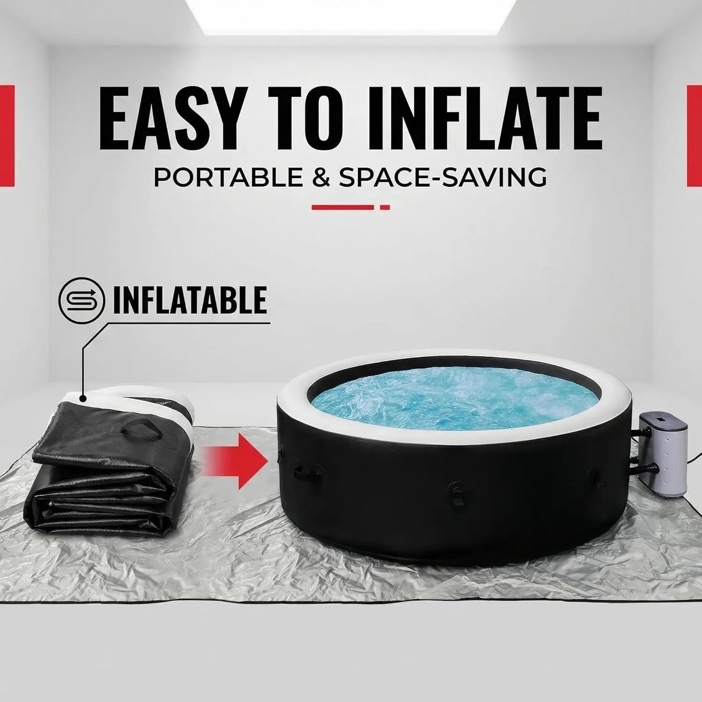 Inflatable Hot Tub Spa with 170 Jets 6 8 Person Large Outdoor Blow Up Hot Tub Durable PVC Materials 82 5x28 Inch
