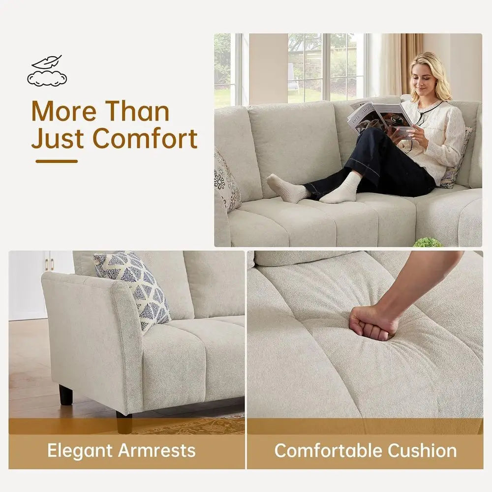 Convertible Sectional Soa Couch, 102" L Shaped Couch with Back Cushions, ern Upholstered abric 6-Seat Reversible Soa Set or Livi