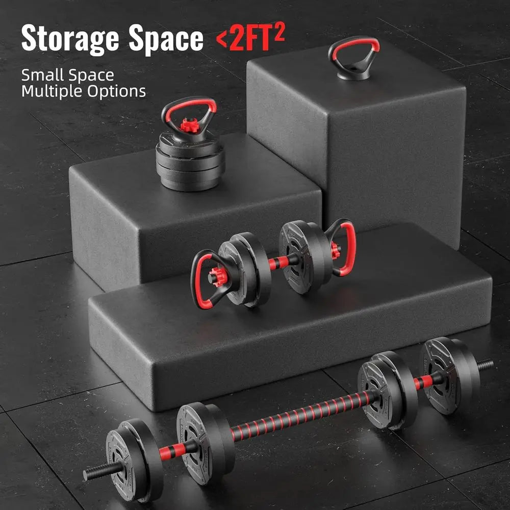 Versatile 40-60 lbs Adjustable Dumbbell Set, Portable Multi-Function Home Gym Kettlebell Kit