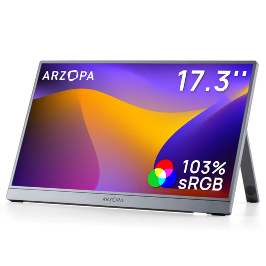 ARZOPA 17.3 inch Portable Monitor FHD-IPS Panel 100% sRGB Second Screen for Laptop for PS/Steam/Deck/Switch/PC/Mac