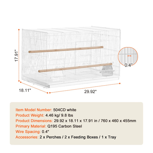 SucceBuy 30Inch Flight Bird Cage Stackable Divided Small Animal Cage for Kinds of Birds Pet Travel Birdcage with Handle Perches