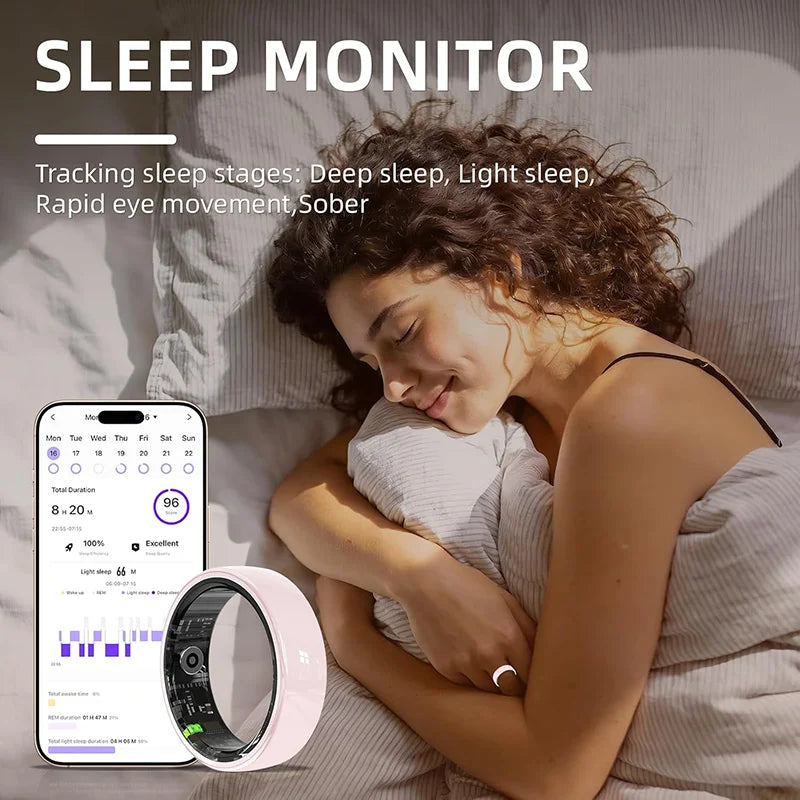 Fashion Ceramics Smart Ring with Charging Case，Health & 24/7 Sleep Monitoring，IP68 Water，Multi-sport Modesproof，