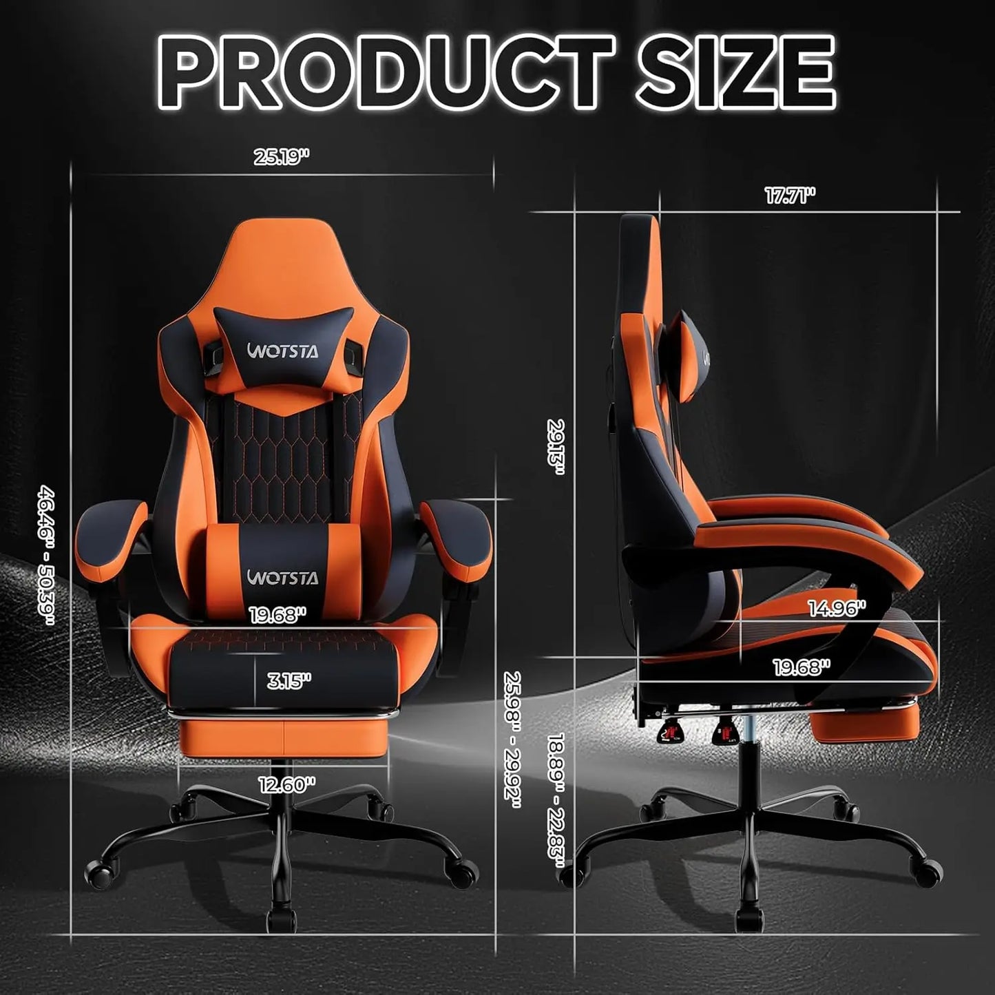 Gaming Chair with Footrest, High Back Gaming Chairs PVC Leather Ergonomic Gamer Chair with Adjustable Headrest, Customized