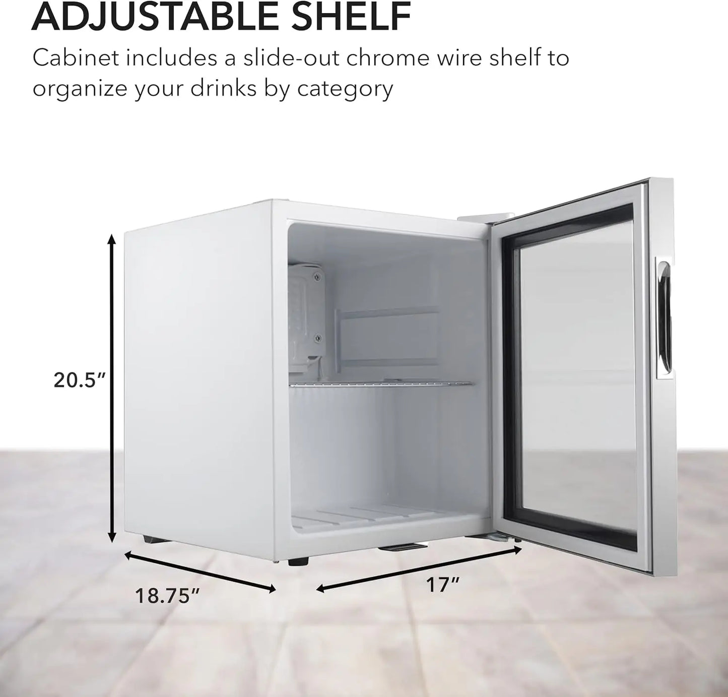Double-Layer Glass Door Beverage Refrigerator, 68-Can 1.6 Cu Ft Freestanding Drink Mini Fridge, Stainless Steel