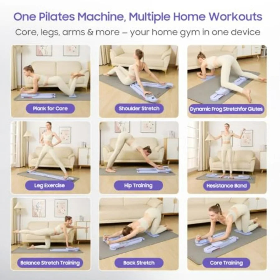 Foldable Pilates Reformer Board with Resistance Bands Rebound System for Home Use Full Body Workout Equipment in Black Core Tra