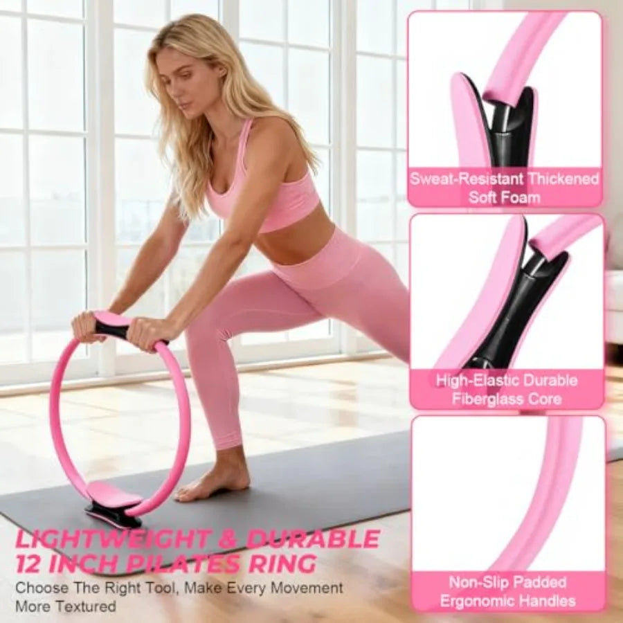 Pilates Ring Set for Women, Pilates Set with Magic Circle, Ball and Resistance Bands, Pilates Kit for Home Workout, Pilates Equ