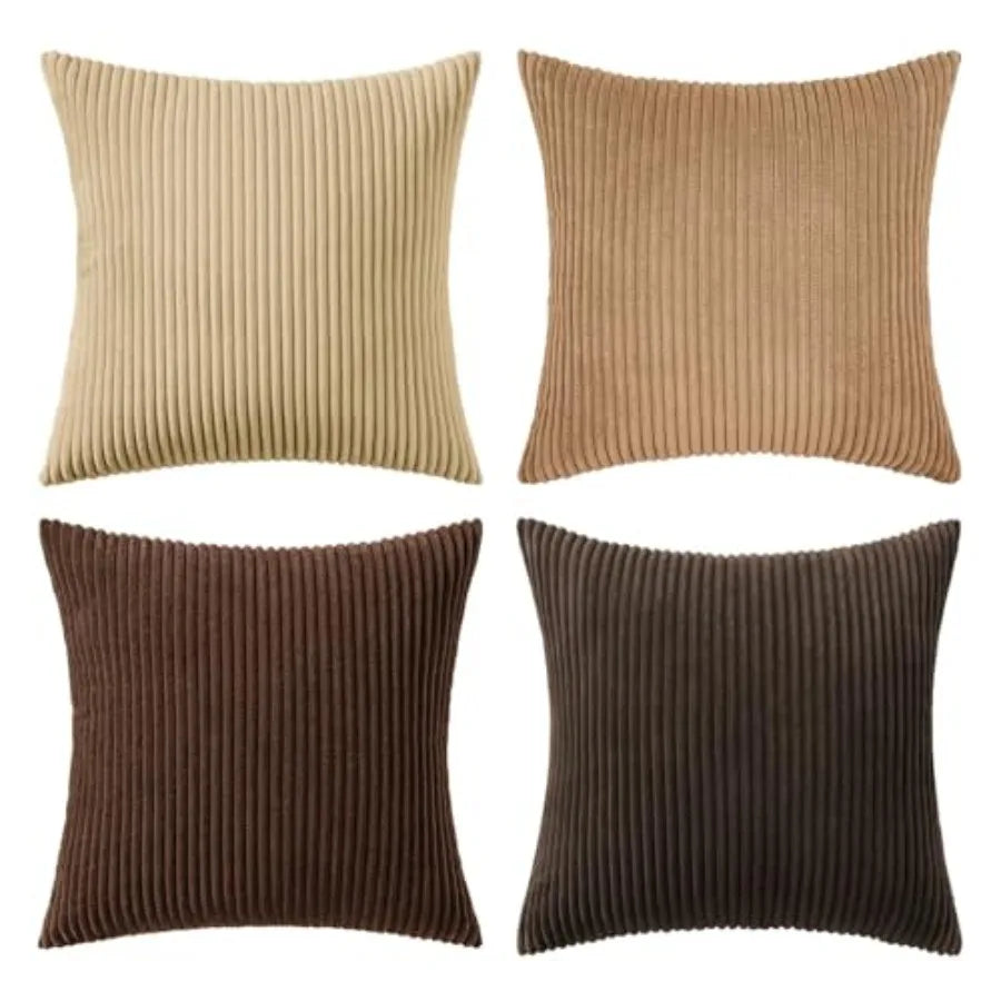 Boho Farmhouse Throw Pillow Covers 18x18 Inch Set of 4 Mordern Nordic Cushion Covers Soft Corduroy Spring Home Decor for Couch