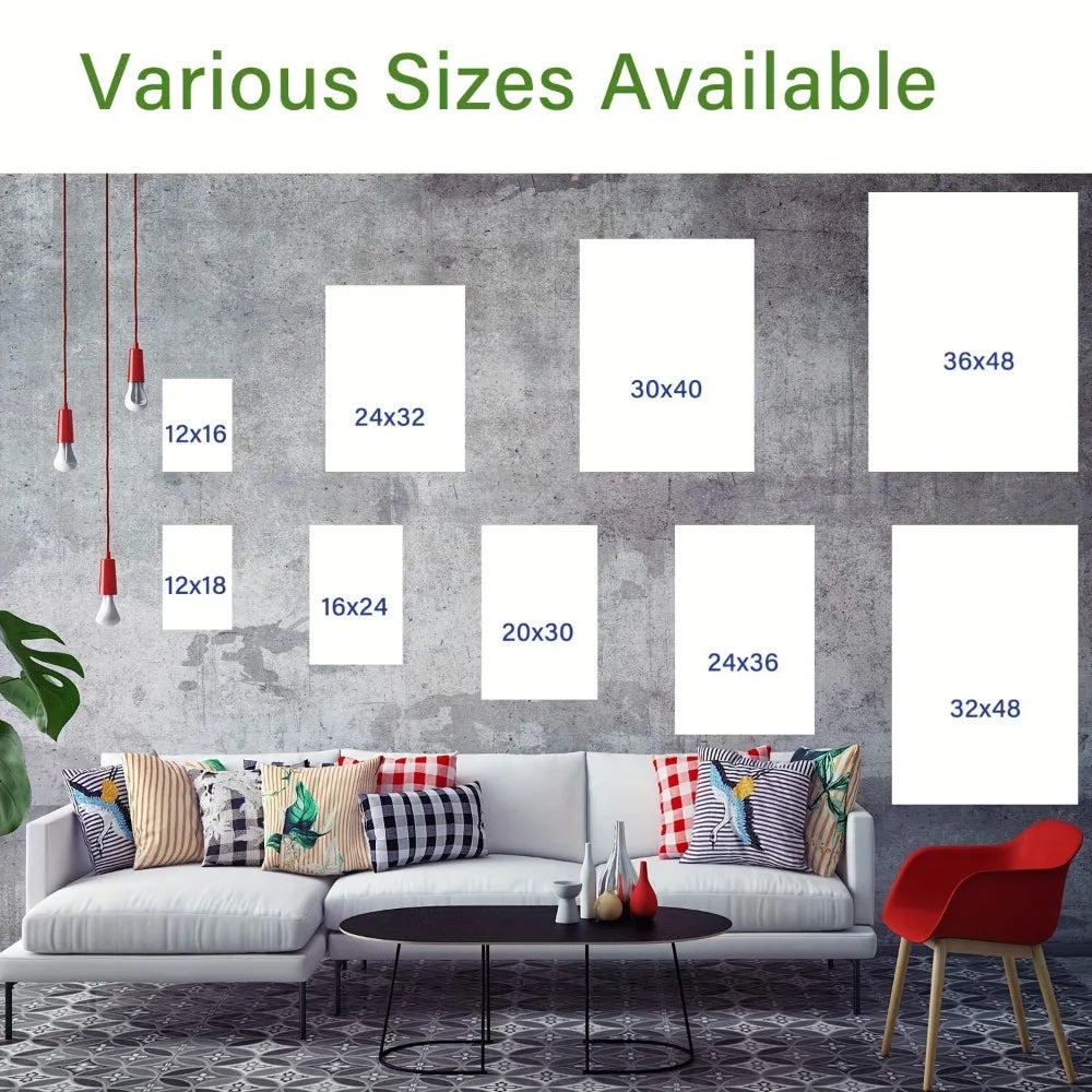 Chinese traditional flower full moon mural, canvas poster interior decoration,1.5 inch thick pine solid wood frame