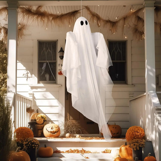 Halloween Hanging Light up Ghost with Spooky White LED Light, 47” Halloween Hanging Ghost Decoration for Front Yard Patio Lawn Garden Party Decor Indoor Outdoor