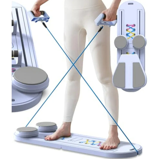 Foldable 6-in-1 Multifunctional Pilates Board Reformer Machine Set for Home Use Portable Sliding Board Workout Equipment in Bla