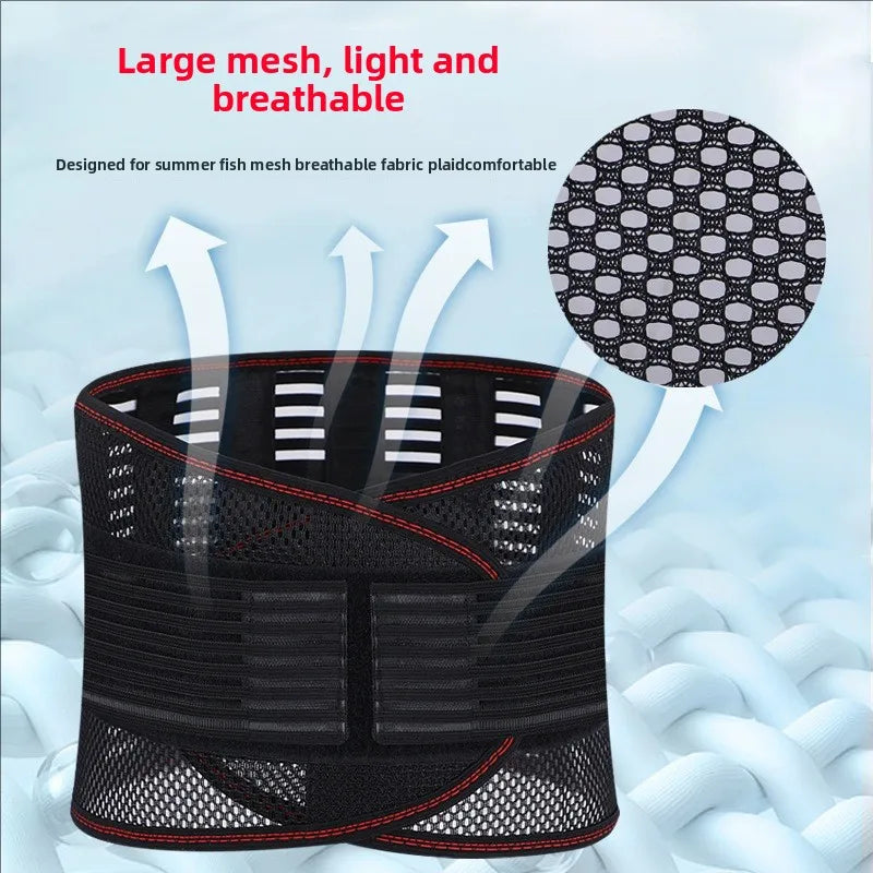 ‌Breathable Mesh Lumbar Support Belt with Self-Heating for Summer Fitness, Elderly & Adult Waist Pain Relief