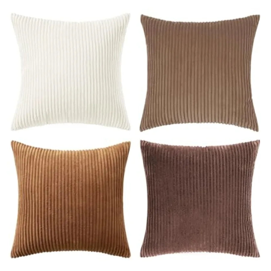 Boho Farmhouse Throw Pillow Covers 18x18 Inch Set of 4 Mordern Nordic Cushion Covers Soft Corduroy Spring Home Decor for Couch