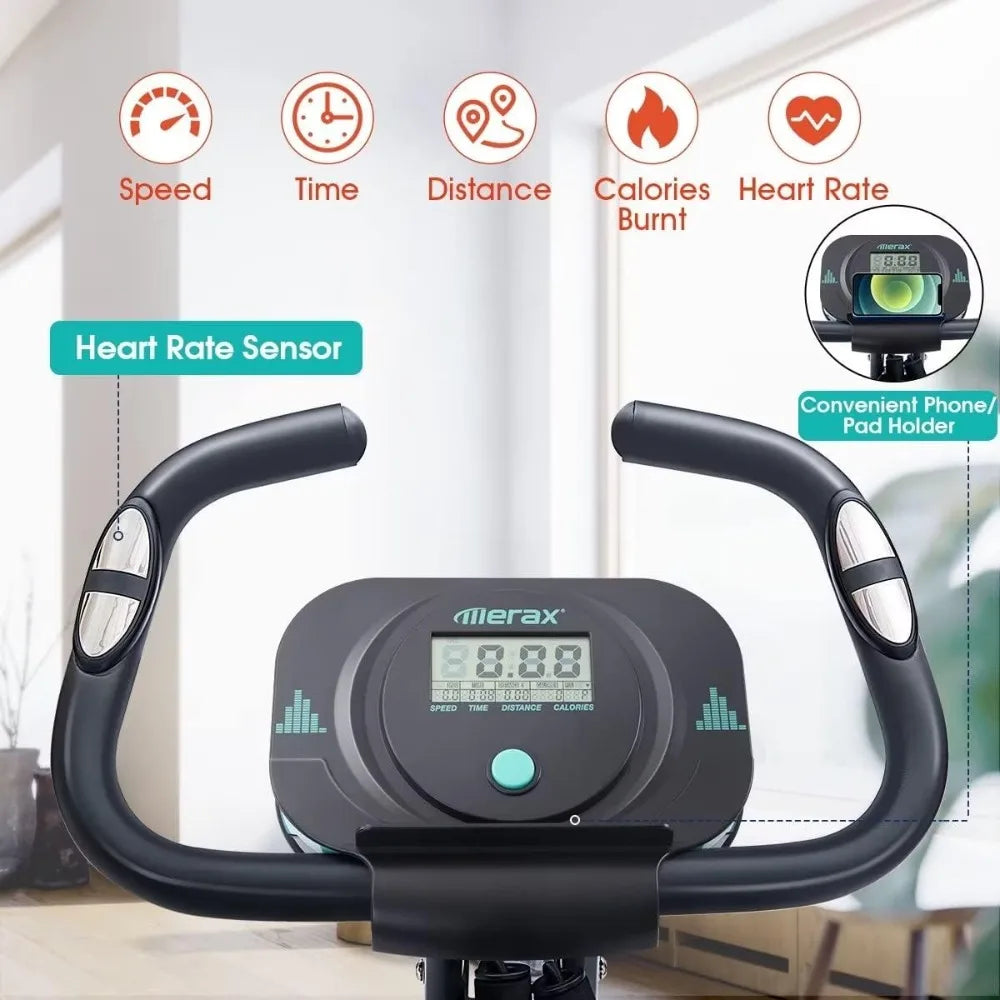 Merax Exercise Bike,Workout Bikes for Home,Folding Stationary Bikes for Home with 16-Level Magnetic Resistance