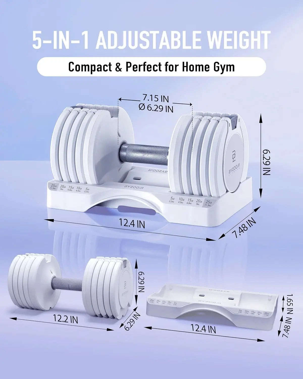 Adjustable Dumbbell Set - 12.5/25/27.5/75lb Options, 5-in-1 to 21-in-1 Versatile Hand Weights for Home Gym and Fitness Training